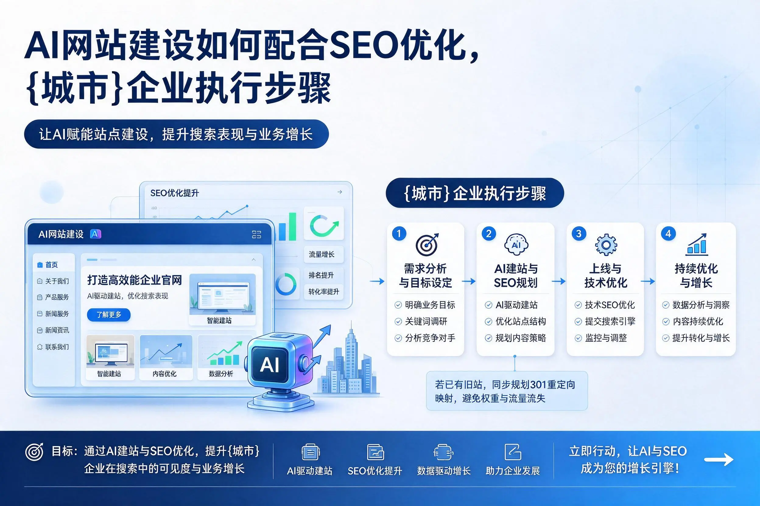 AI网站建设如何配合SEO优化,赣州企业执行步骤